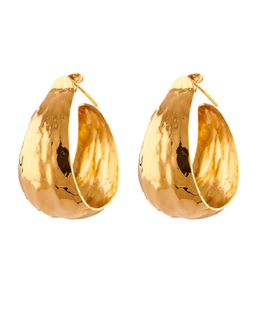 Arracadas Ovalados Martilladas Doradas