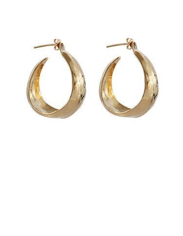 Arracadas Ovalados Martilladas Doradas