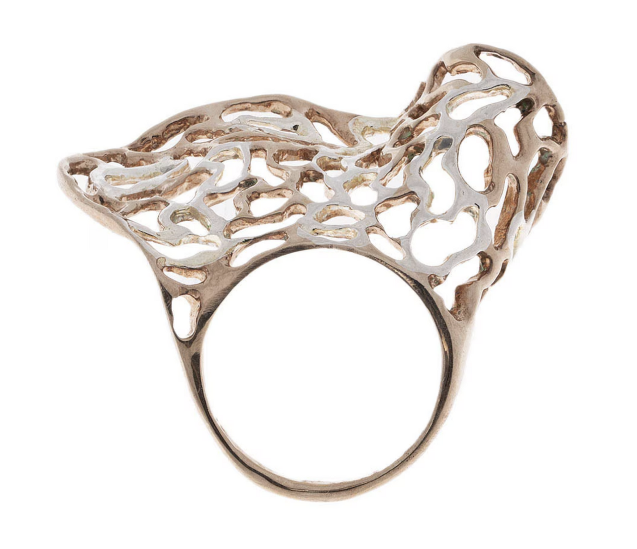 Anillo Hoja de Mar Plata .925 Bitono