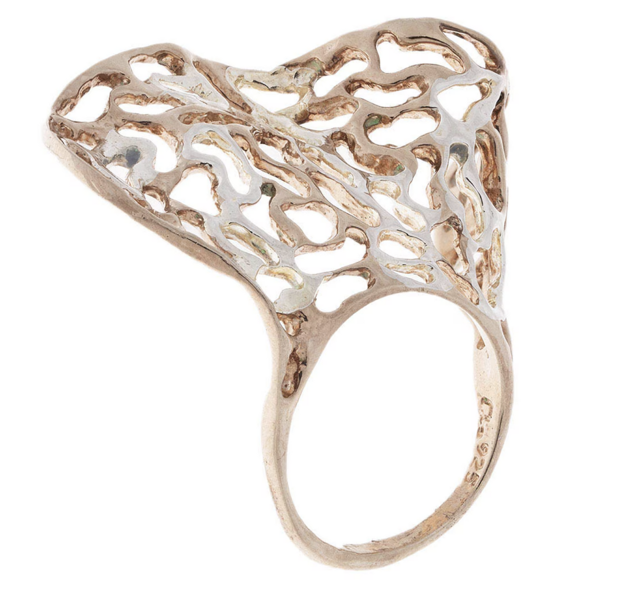 Anillo Hoja de Mar Plata .925 Bitono