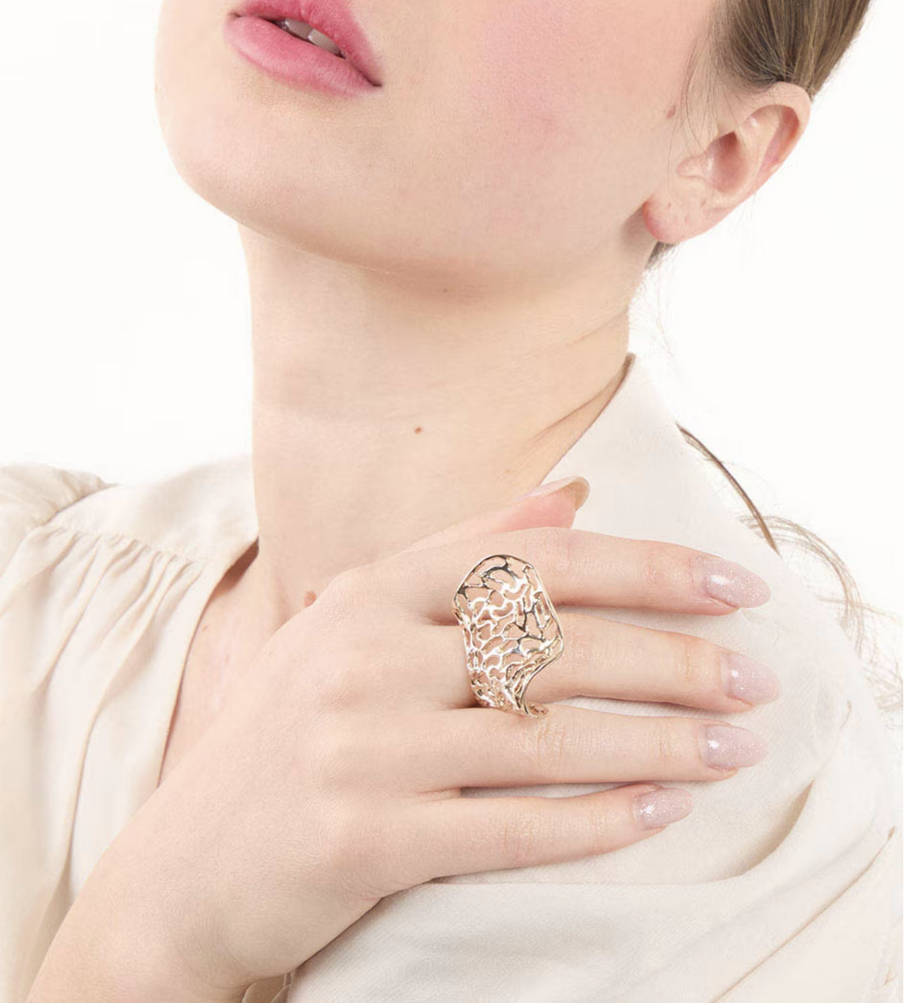 Anillo Hoja de Mar Plata .925 Bitono