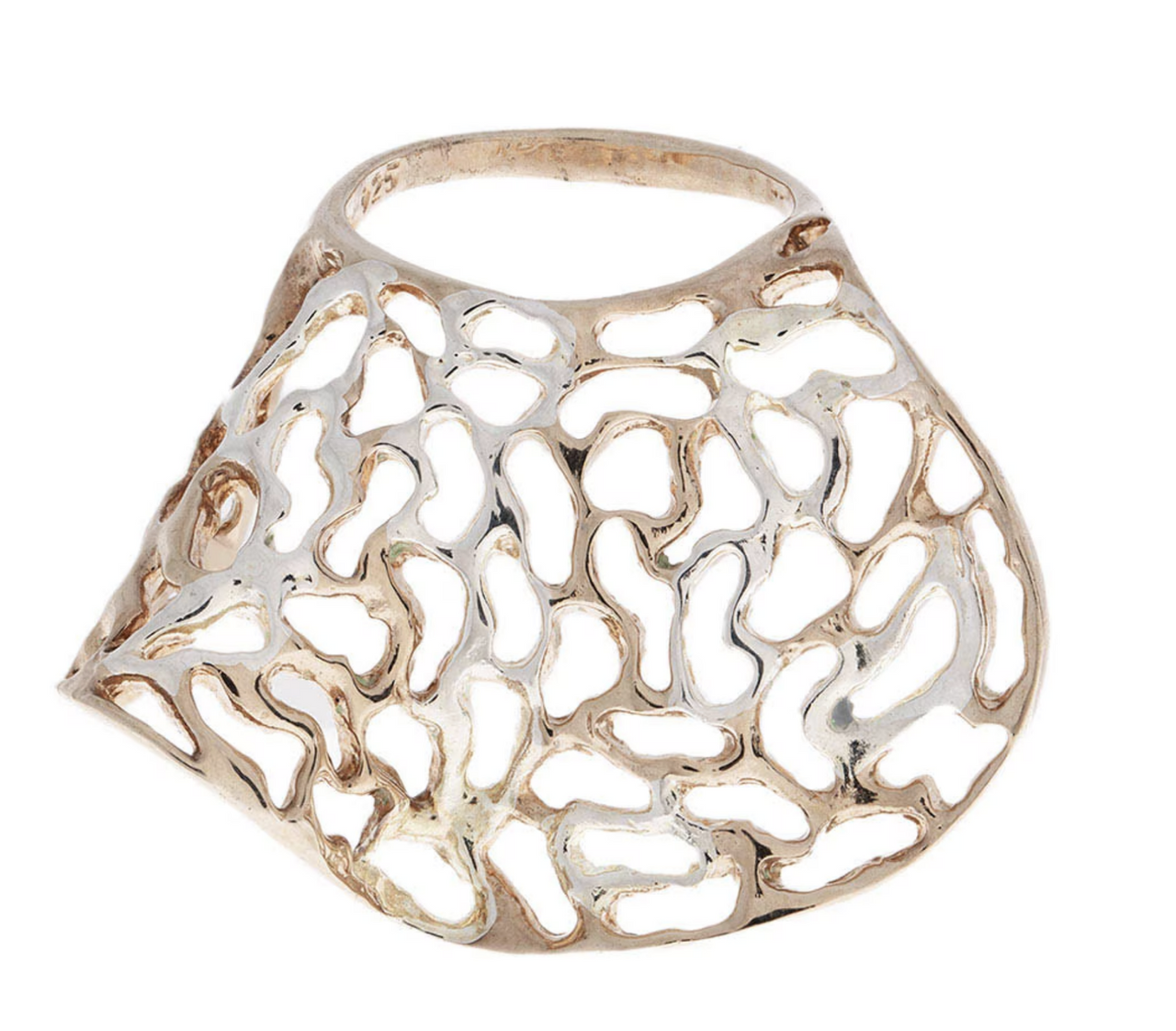 Anillo Hoja de Mar Plata .925 Bitono