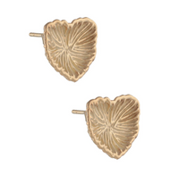 Thumbnail for Aretes Broquel Coral Corazón Dorado