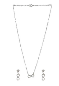 Thumbnail for Set Collar y Aretes Liso Infinito en plata .925