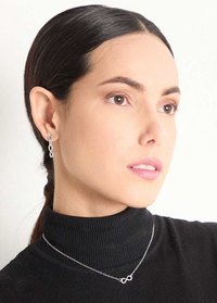 Thumbnail for Set Collar y Aretes Liso Infinito en plata .925